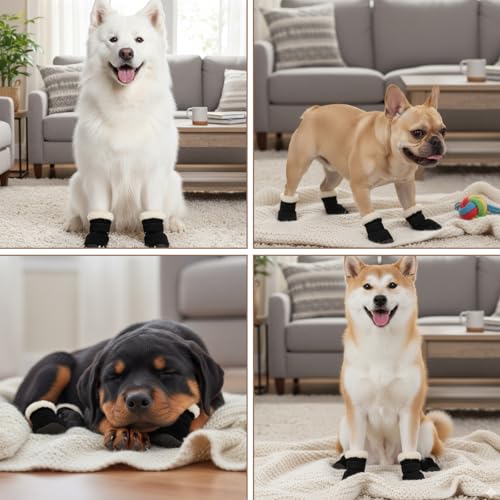 DqiUnaX Hundeschuhe Pfotenschutz Outdoor, 4 Paar wasserdichte Hundeschuhe Für Verletzungen, Hunde Schuhe Outdoor Für Kleine Hunde, Größe S (4 cm)