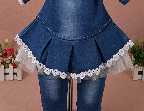 Yao 6M-4Y Infant 3Pcs Baby Girls Clothes Set Toddler Casual Outfits Lace Dress Jacket and Jeans - Image 8