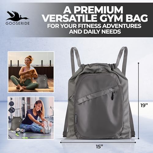 Image of Sports Drawstring Backpack, Waterproof Gym Cinch Bag - Gray