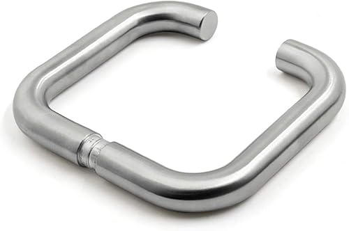 Miniatura 5 de IIVVERR Juego de manijas para puerta de acero inoxidable tipo U en tono plateado con agujero de llave PZ TH-10 (Juego de manijas para puerta de