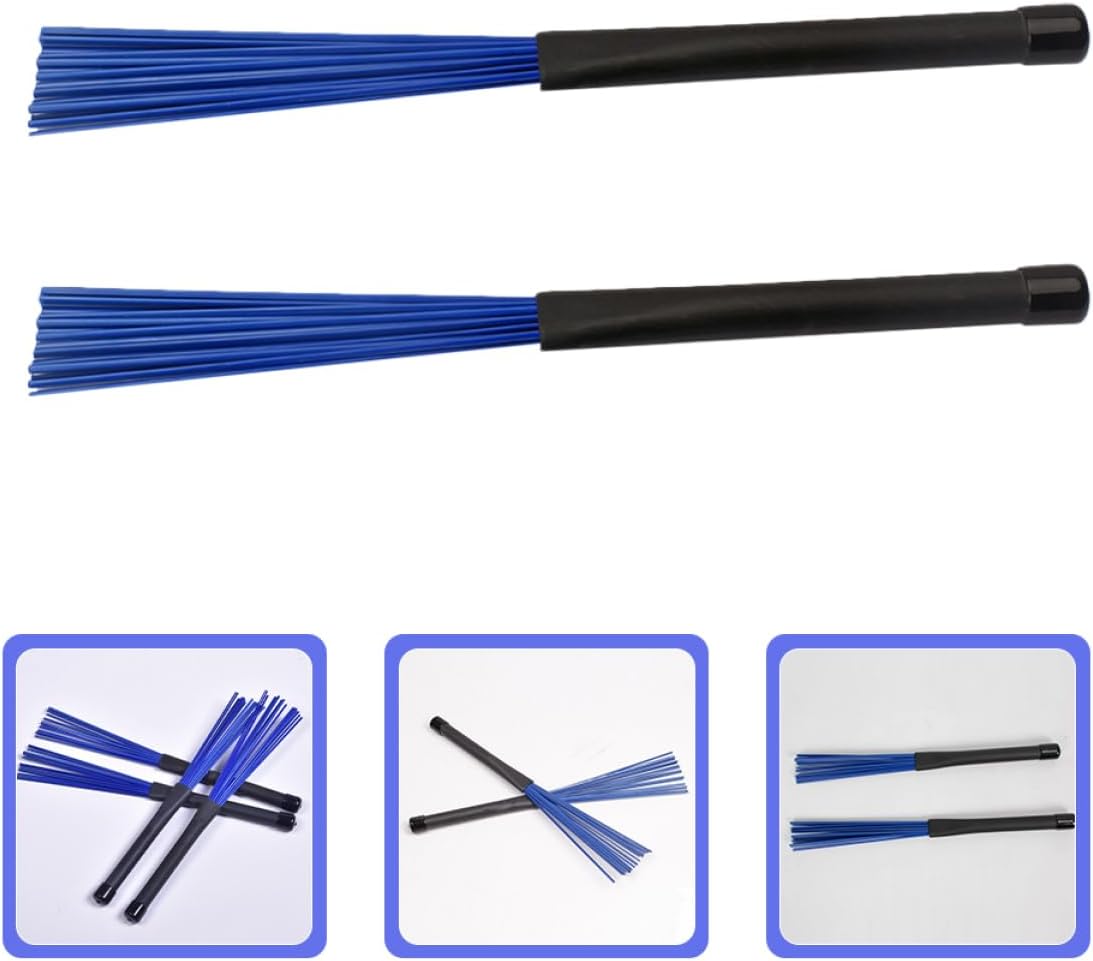 VICASKY 2pcs Jazz Drum Brushes Nylon Drum Stick Holder Set Accessories for Percussion
