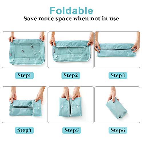 Packing Cubes for Travel-7Pcs Travel Cubes Set Foldable Suitcase Organizer Lightweight Luggage Storage Bags (Blue)