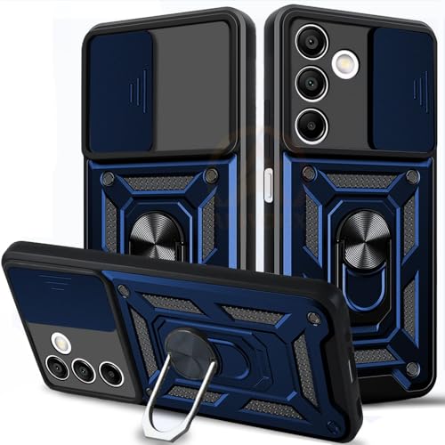Image of Armor Bumper Back Cover Case for Samsung A15 Rotating Camera Cover, Ring Holder & Kickstand | Heavy Duty & 360 Degree Protection Samsung A15 Back Cover (Blue)