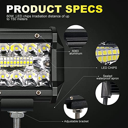 Barre LED combo 480W de 23 pouces avec kit complet de câblage inclus - 6