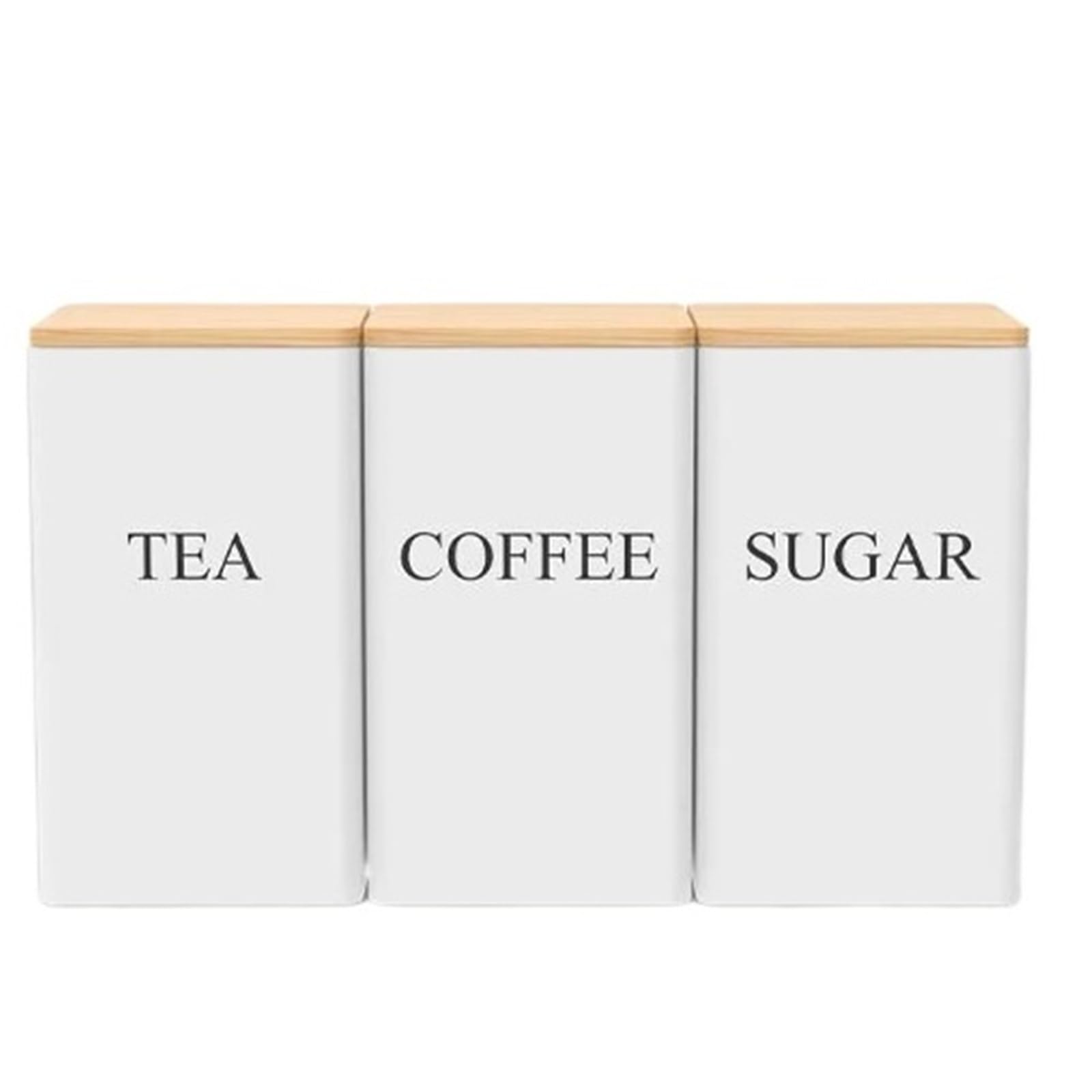 FDBTYJN Tea Caddy 3Pcs Coffee Bean Storage Jar Sugar And Tea Container With Lid Simple Metal Kitchen Supplies(White1)