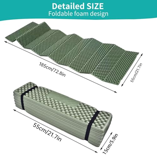Faltbare Schaumstoffmatte, Faltbare Outdoor Camping Schlafmatte wasserdichte Matte Rest Matte, Tragbar Outdoor Schaumstoff Campingmatte Faltbare Strandzelt Isomatte wasserdichte Matratze(Grün) – Bild 3