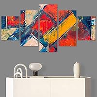 SIGNWIN 5 Panel Canvas Wall Art Modern Art Abstract Brushstroke Closeup Expressionism Expressive Modern Multicolor Oil Painting for Home Decorations Ready to Hang - 60