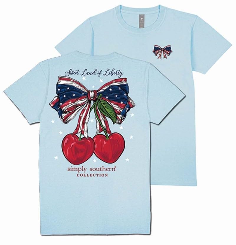 Simply Southern Sweet Land of Liberty - Cherries - Patriotic - Youth T-Shirt