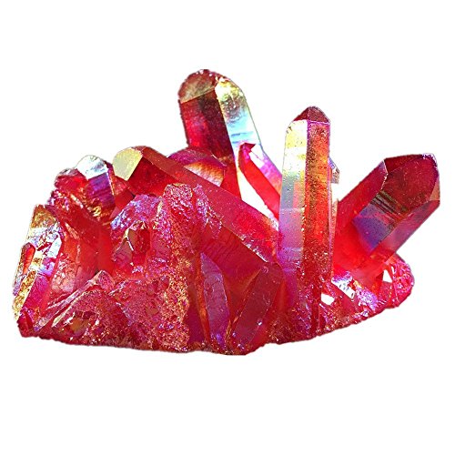 Preisvergleich Produktbild AITELEI Natürliche Titan beschichtete unregelmäßige rote Kristall Quarz Cluster konkaver Geode Edelstein Probe Home Decor