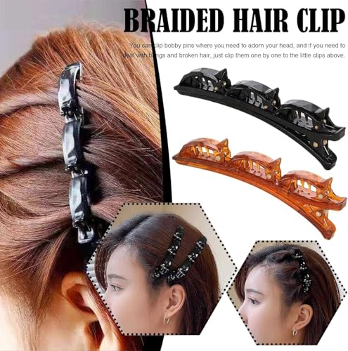 Pinzas para el cabello con doble capa y banda torcida, sujetadores trenzados para peinados, accesorios para peinar para mujeres y niñas miniatura 2