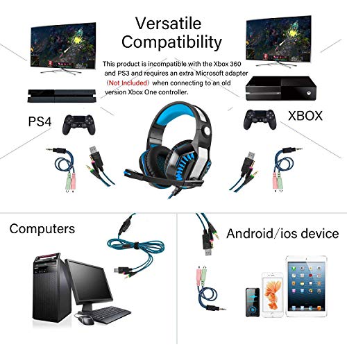 Svyhuok Gaming Headset For Xbox One,Ps4,Pc,Laptop,Tablet With Mic,Pro Over Ear Headphones,Noise Canceling,Usb Led Light,Stereo Bass Surround For Kids,Mac,Smartphones #TOP2