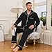 Vulcanodon Herren Pyjama Set mit Knopfleiste, Langarm weich Schlafanzug mit klassischem Revers bequem hautfreundlich Lounge-Pyjama für Herren (Schwarz, L)