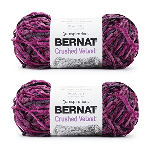 Bernat Crushed Velvet Br Magneta Yarn - 2 Pack of 300g/10.5oz - Polyester - 5 Bulky - 315 Yards - Knitting/Crochet
