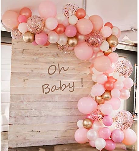 Soonlyn Pink Rosegold Balloon Garland 140 Pcs Gold and Pink Confetti Balloon Arch Kit for Bridal Shower Baby Shower Girl Birthday Party Decoration
