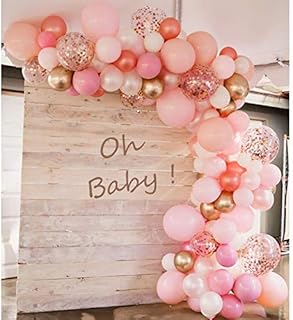 Soonlyn Pink Rosegold Balloon Garland 140 Pcs Gold and Pink Confetti Balloon Arch Kit for Bridal Shower Baby Shower Girl Birthday Party Decoration
