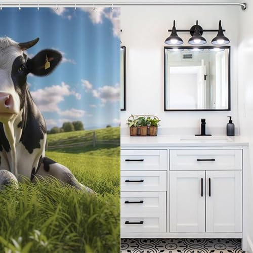 Vache rideau de douche imperméable à séchage rapide avec 12 crochets robustes