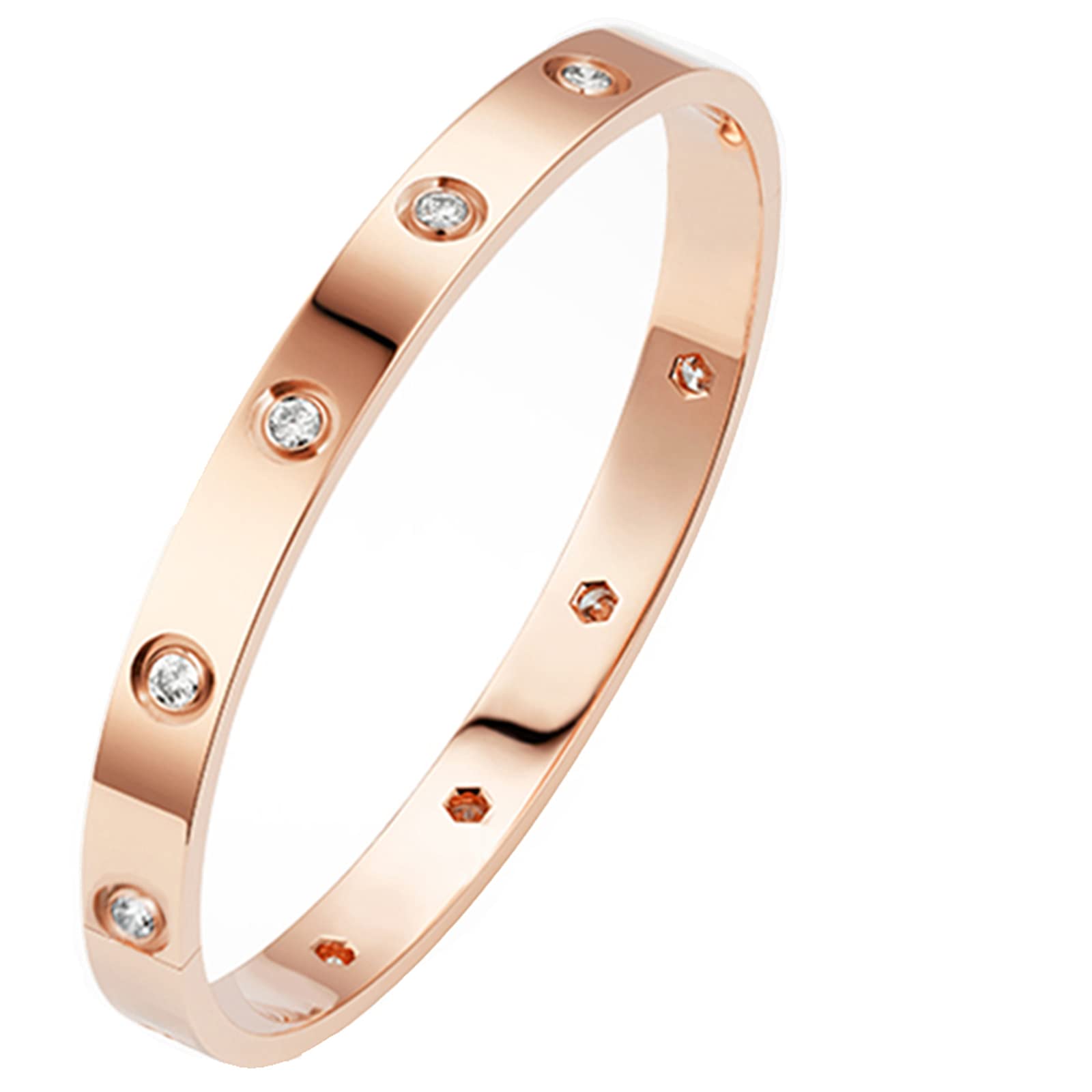 PDWZNBA 18K Gold Plated Love Friendship Bracelet with Cubic Zirconia Stones Bangle Cuff Best Gifts with Crystal for Mother's Day Valentine's Day Wedding Couples and Birthdays