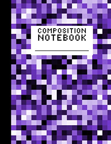 Composition Notebook: Single Subject | 110 Wide Rule Pages | Pixel Art Gamer | Purple