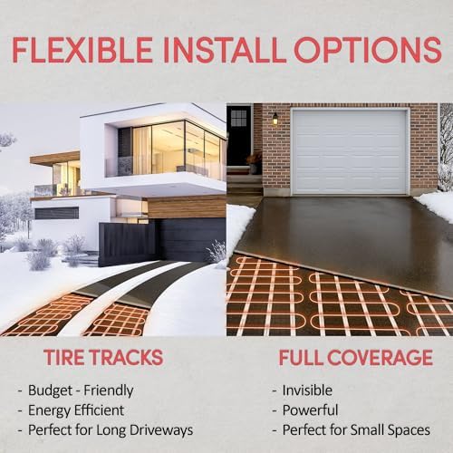 2x50 ft. Electric Ice and Snow Melting Mat 240V 5009 Watts - Embedded Under Asphalt, Concrete, or Pavers - Radiant Heated Driveway, Walkways, Sidewalks, Patios, Porch, Ramps - WarmlyYours PowerMat — view 6