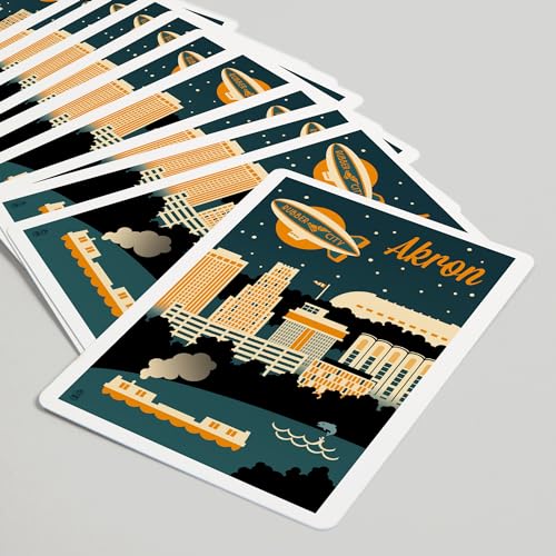 Lantern Press Akron Ohio Retro Skyline Naipes Póker miniatura 5