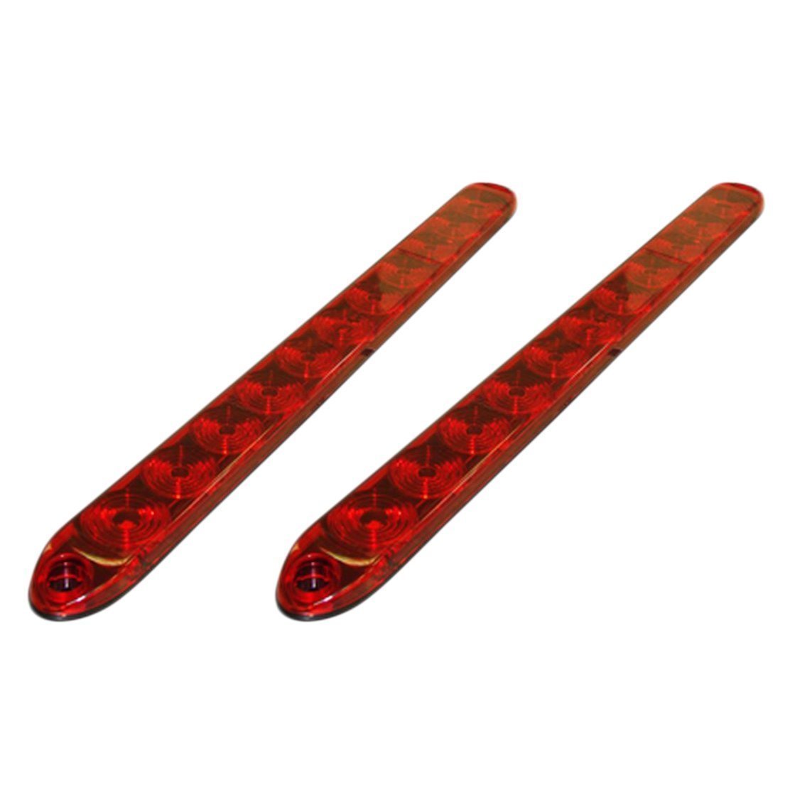 Pair TecNiq Red 15" Waterproof 11 LED Light Bar Stop Turn Tail 3rd brake Light Truck Trailer