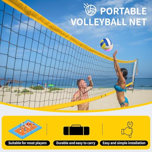 Hanured Volleyballnetz Set, Volleyballnetz Garten Outdoor Mobiles Set, Tragbarer Beachvolleyball-Netz, für Garten Strand Rasen