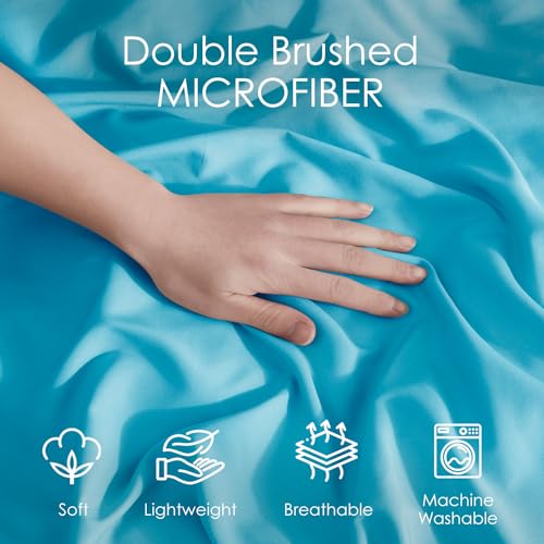 Image of Hearth & Harbor Bright Blue Duvet Cover Twin Size, 2 Piece Bedding Set | Soft Double Brushed Bedding Set, Button Closure, 1 Duvet Cover 68x90 Inches, 1 Pillow Sham