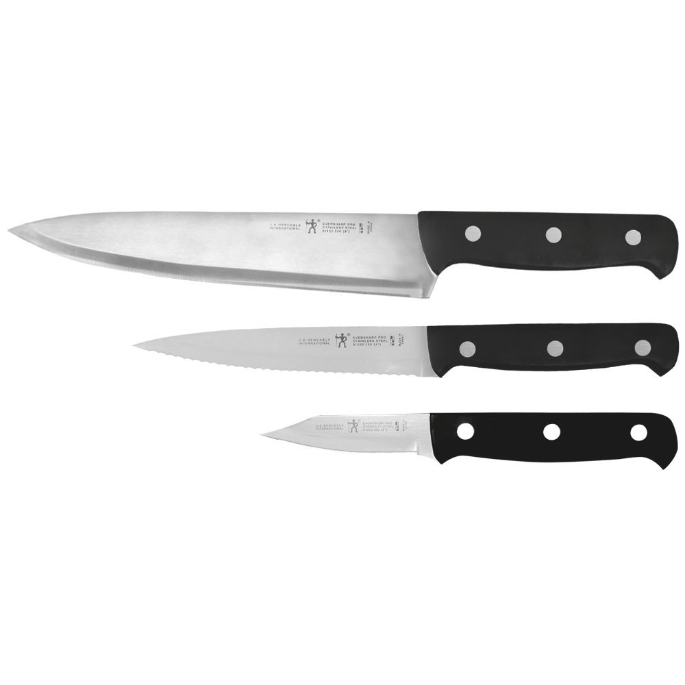 HENCKELS EverSharp Pro Starter Knife Set, 3-piece, Black/Stainless Steel