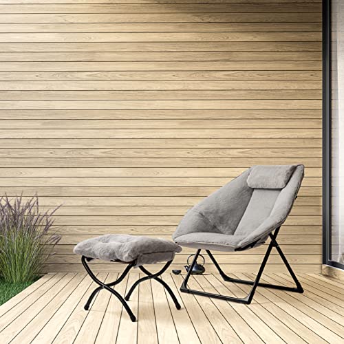 Acozyhom Suede Fabric Hexagon Moon Chair, Folding Lazy Chair With Thick Cushion And Metal Frame, Accent Lounge Lazy Chair, Leisure Padded Seat For Living Room, Balcony, Bedroom, Office, Grey #TOP7