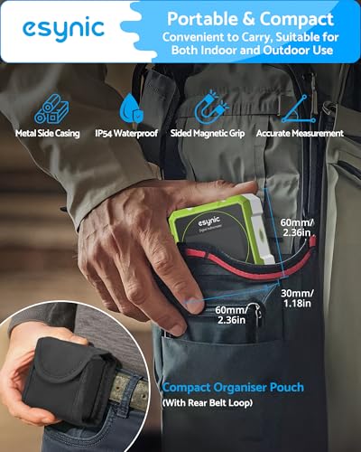 Image of eSynic Rugged Digital Angle Finder with Laser-Type-C Rechargeable Digital Inclinometer-Waterpoof-4-Sides Magnetic Angle Gauge-Clear LCD Display for Construction (Laser Level: Class II Output: 0.51mW)