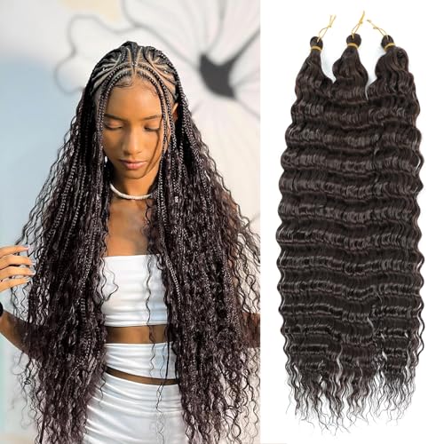 MLETULIPS Ocean Wave Crochet Hair Extensions Deep Wave Braiding Crochet Hair Soft Synthetic Curly Braiding Crochet Hair for Black Women (4#