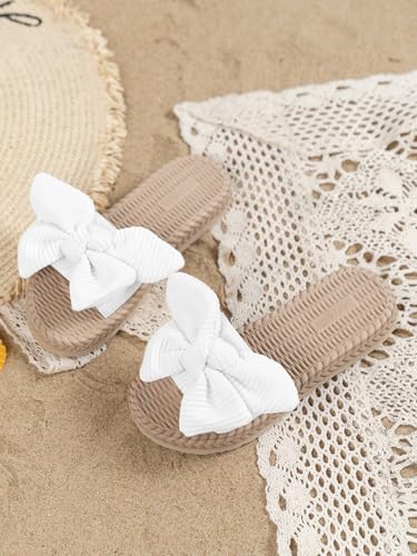 Image of GORGLITTER Girl's Sandals Summer Cute Fashion Trendy Beach Vacation Slides Sandals Bow Braided Slip on Dress Sandals
