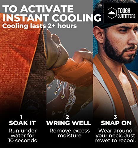 Tough Outdoors Cooling Towels - Cooling Neck Wraps For Hot Weather - Neck Cooler For Quick Cool Down For Gym, Workout, Running, Golf & Yoga - Skin Cancer Foundation Recommended #TOP2