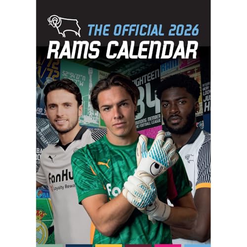 2026 CALENDAR DERBY COUNTY FC MONTH TO VIEW A3 WALL CALENDAR OFFICIAL PRODUCT