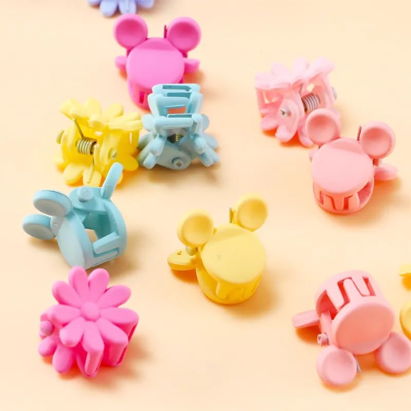 Image of NEOBABY Mini Colorful Cartoon Design Tiny Hair Clip for Multiple Hair Styling | Hair Claws Accessories for Kids Baby Girls and Women's Multicolors (Pack of 24)