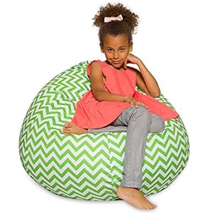 Posh Creations Large Bean Bag Soft Cozy Animal Chair for Bedrooms, Kids Lounger, Large-24 inch, Chevron Green and White (sdfds)