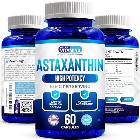 We Like Vitamins Astaxanthin 10mg Softgel - Highly Potent Astaxanthin Supplements from Haematococcus Pluvialis - Improves Eye, Joint, Skin Health & Energy Levels - 60 Count, 2 Month Supply Cover
