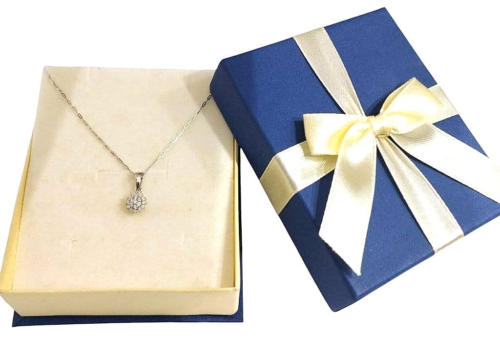 COLLANA DONNA CON PUNTO LUCE IN ORO BIANCO 18 KT CON ZIRCONI TAGLIO BRILLANTE