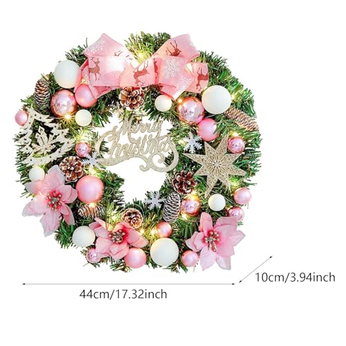 Couronne de Noël en PVC ou PE au design rose blanc élégant pour extérieur - 3