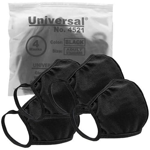 Universal Cloth Face Masks – Reusable Dust & Allergy Masks – 100% Cotton, 2 Layer, Washable, for Teens & Adults – Protects from Dust, Pollen, Pet Dander & More (Black, Medium- Pack of 4)