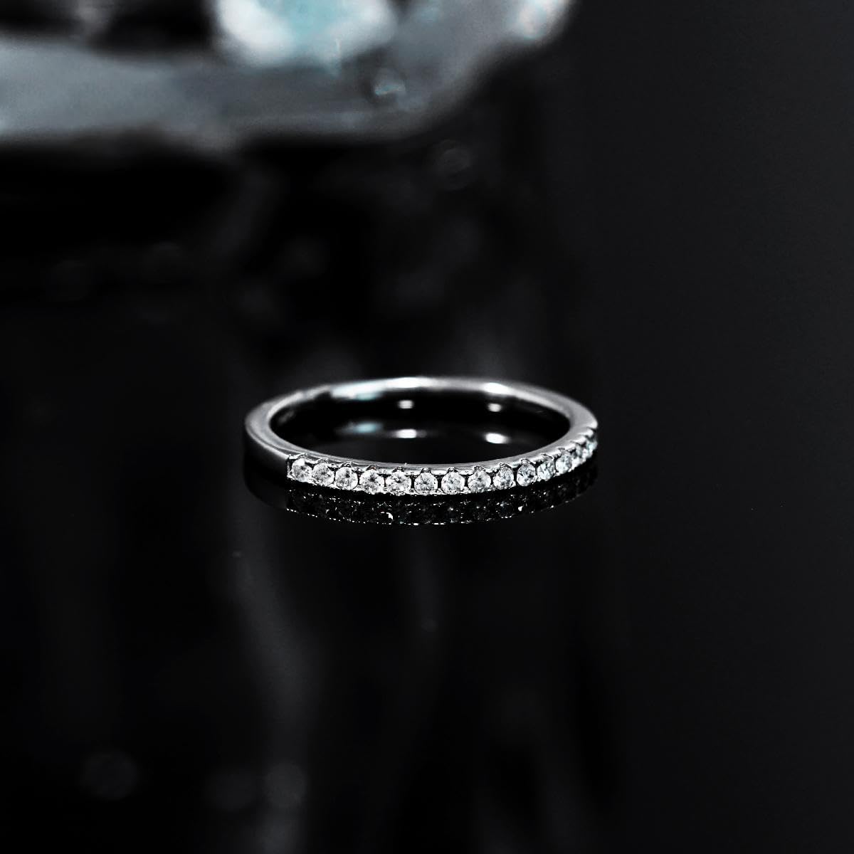 Moissanite Ring Wedding Bands for Women, S925 Sterling Silver Eternity Rings Stackable Engagement Ring Set - D Color VVS1 Moissanite Jewelry - Birthday Mother’s Day Anniversary Christmas Gifts (Half Eternity 0.23CT, Silver, 7)