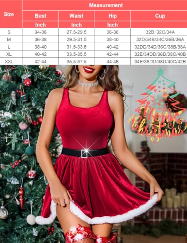 Avidlove Christmas Lingerie for Women Santa Babydoll Velvet Lingerie Dress - image 7