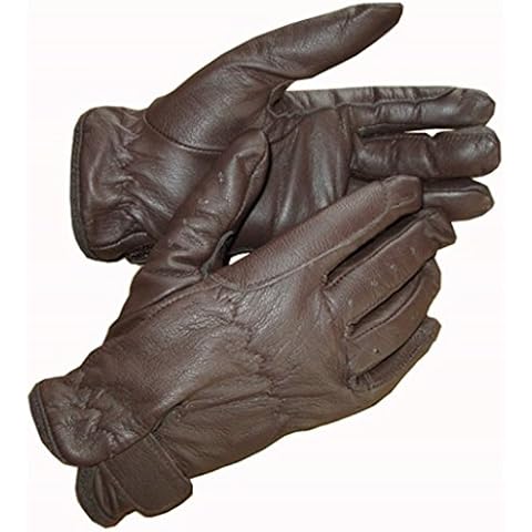 Hands On Equestrian Childrens Leather Horse Riding Gloves Black Brown Tan Cream (Brown, Small) Cover
