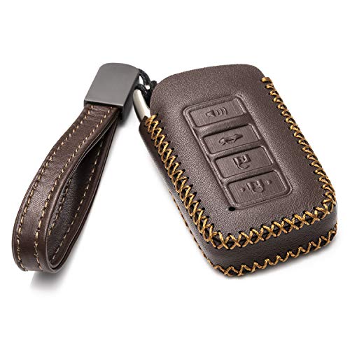 Image of Vitodeco Genuine Leather Smart Key Fob Case Cover Protector Compatible for Lexus UX, NX, RX, GX, LX, is, ES, GS, LS (2014-2021) - 4-Button, Brown (Pack of 2)