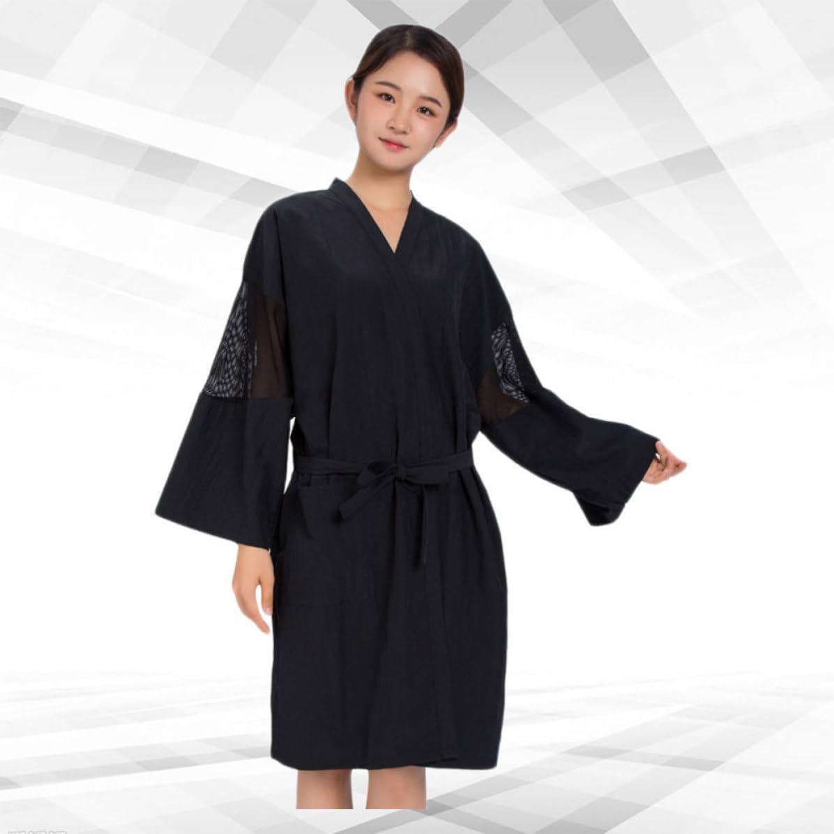 Silk Hair Cutting Apron for Hair Colorists and Nail Artists Easy to Wear and Take off Black Stylish Spa Salon Gown and Home Use Practical and Beautiful Design