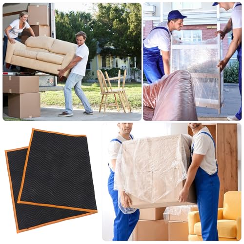 Mantas de mudanza negras acolchadas para protección de muebles y embalaje doméstico 6