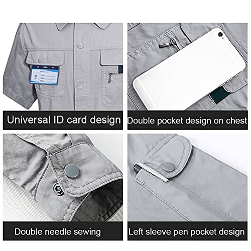 Work Jacket, Jacket Workwear, 100% Cotton Thin and Light Breathable Work Clothes Suit,B,XXL2