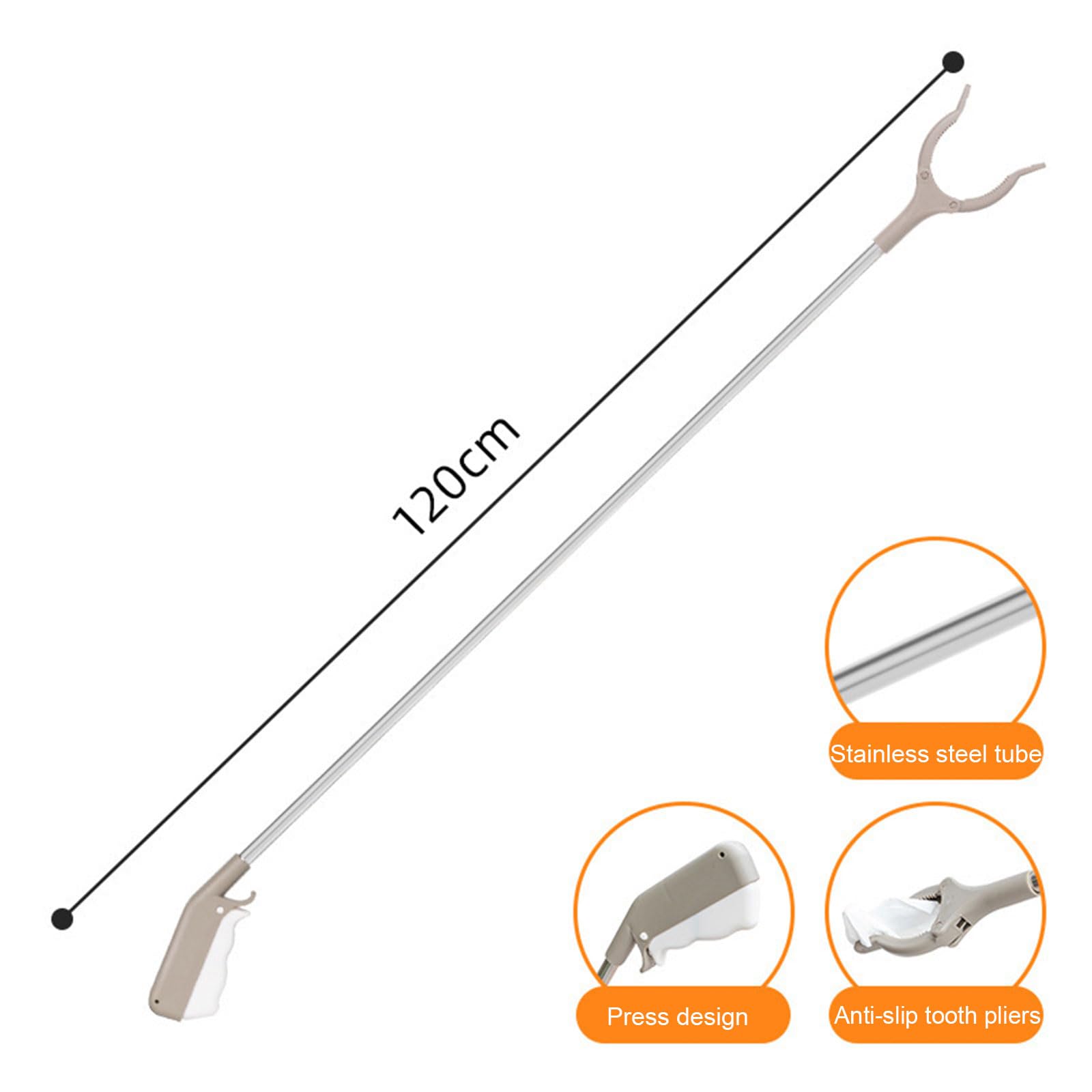 5 sztuk narzędzie do zdobycia stali nierdzewnej Śmieciowy klip antypoślizgowy Picker z rozszerzeniem ramienia dla osób starszych,120cm