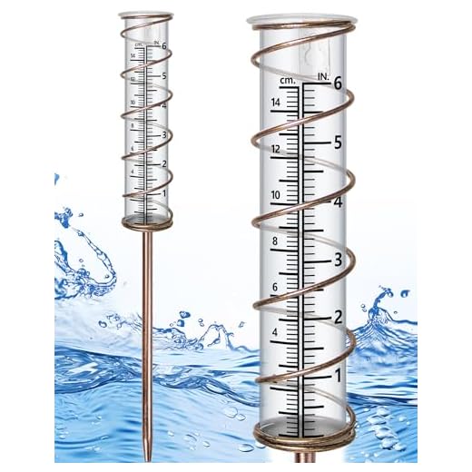 X-PREK 6" Vintage Brown Glass Rain Gauge Outdoor, Easy to Read Detachable Glass Rain Gauges for Yard Garden Lawn Decor