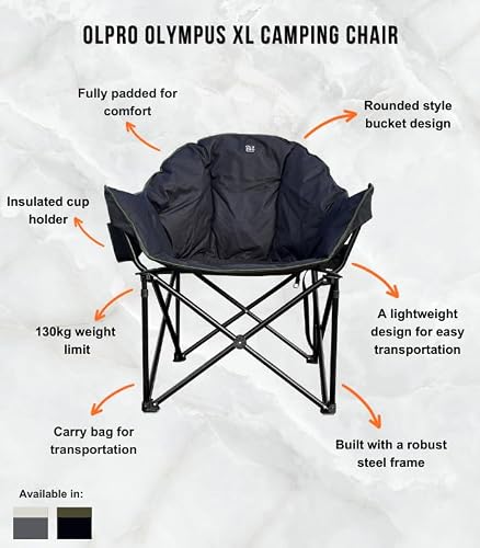 OLPRO Olympus XL Camping Chair Black and Green - Image 5